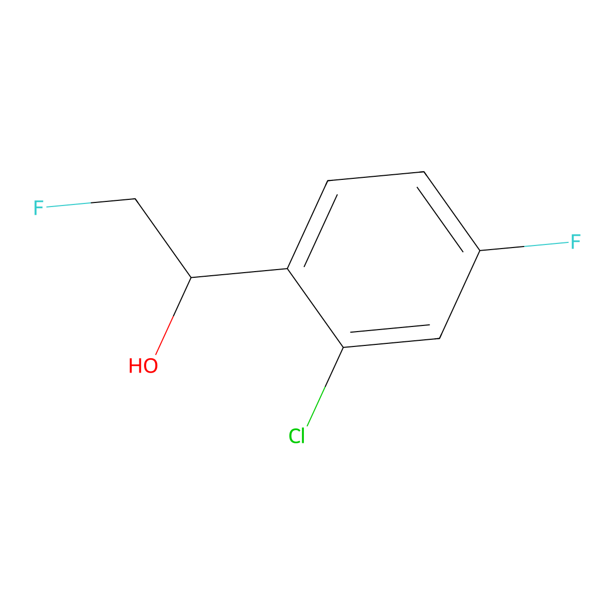 1-(2-Chloro-4-fluorophenyl)-2-fluoroethan-1-ol molecular structure, CAS 2229561-22-0