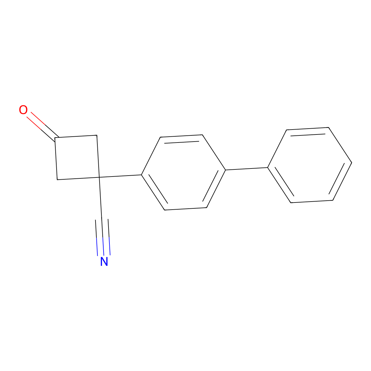 3-Oxo-1-(4-phenylphenyl)cyclobutane-1-carbonitrile molecular structure, CAS 2229561-89-9