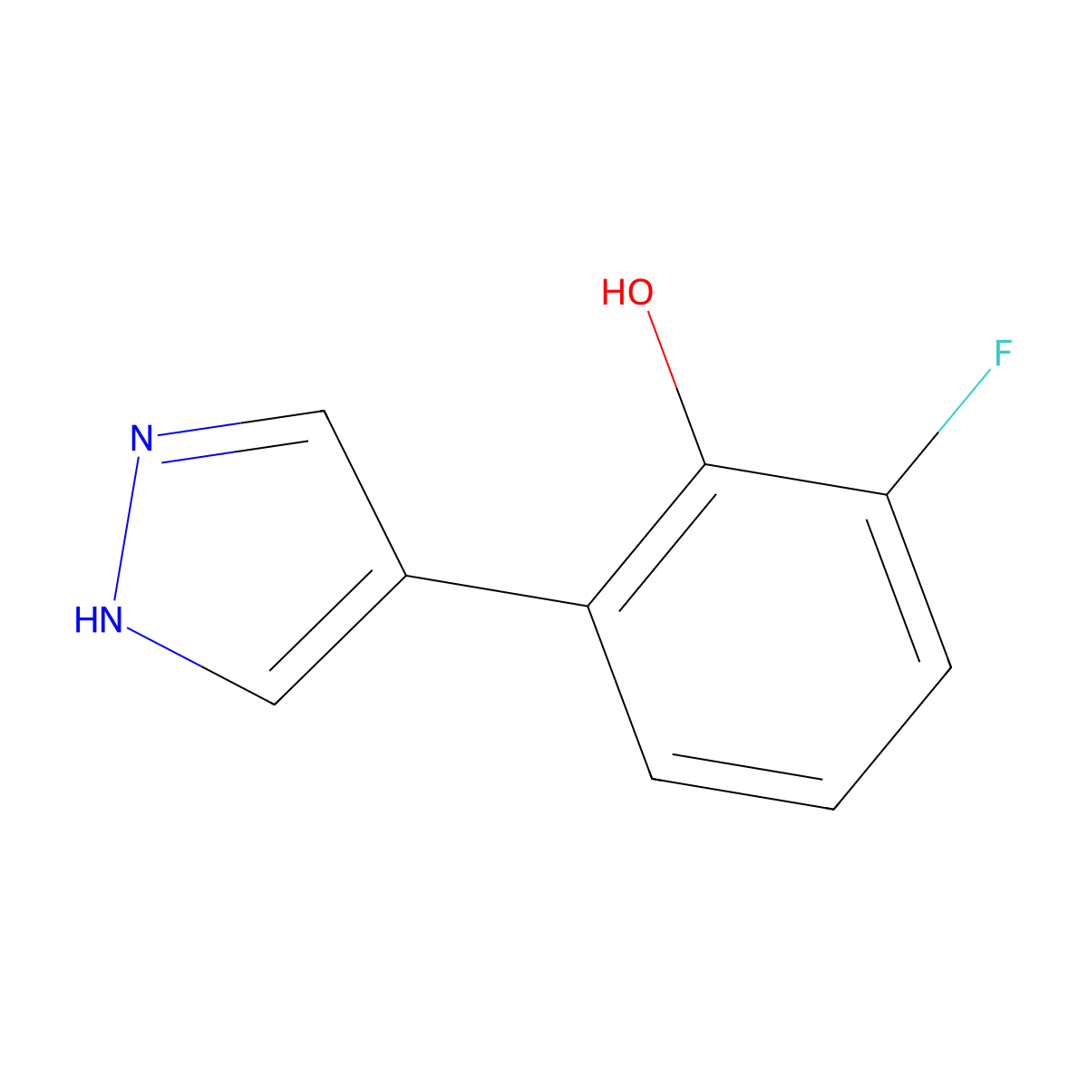 2-fluoro-6-(1H-pyrazol-4-yl)phenol molecular structure, CAS 2229562-34-7