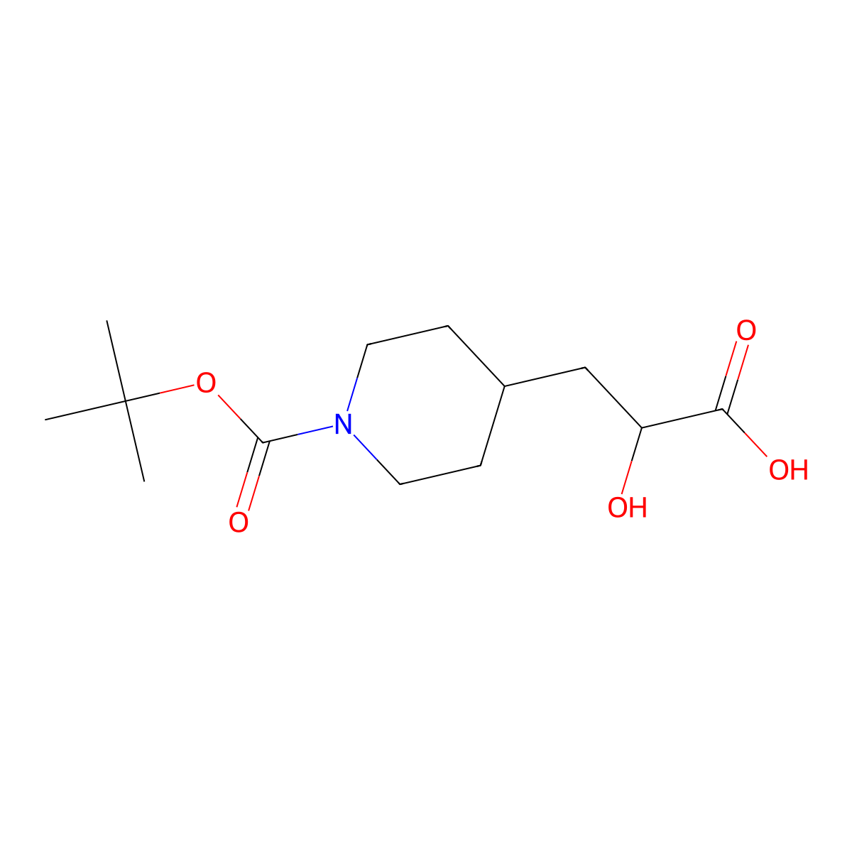 3-{1-[(Tert-butoxy)carbonyl]piperidin-4-yl}-2-hydroxypropanoic acid molecular structure, CAS 2229563-77-1
