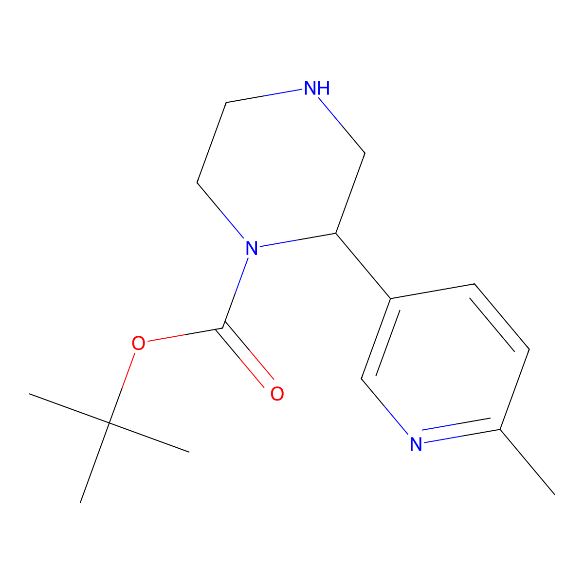 Tert-butyl 2-(6-methylpyridin-3-yl)piperazine-1-carboxylate molecular structure, CAS 2229564-36-5
