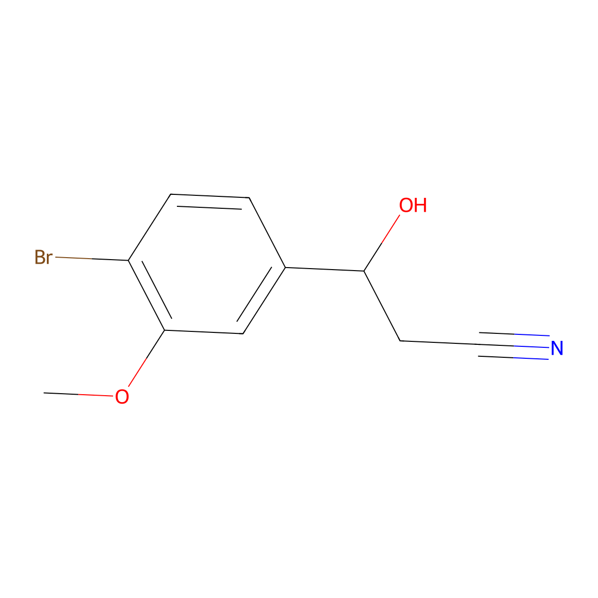 3-(4-Bromo-3-methoxyphenyl)-3-hydroxypropanenitrile molecular structure, CAS 2229567-52-4