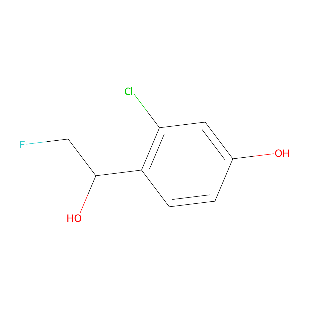 3-Chloro-4-(2-fluoro-1-hydroxyethyl)phenol molecular structure, CAS 2229568-31-2