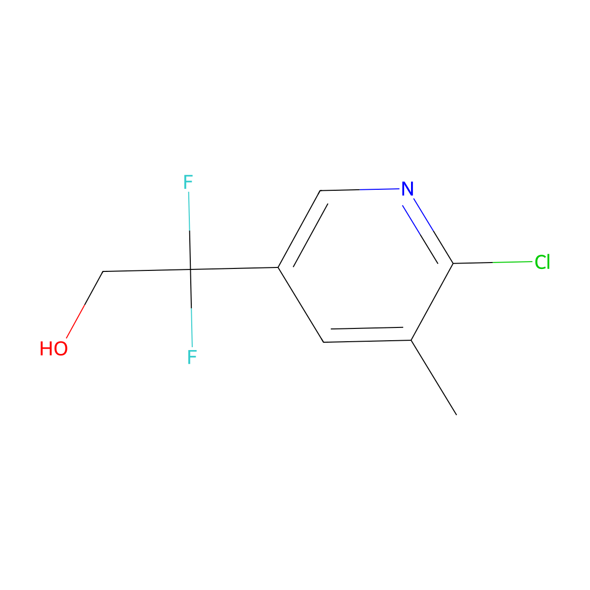 2-(6-Chloro-5-methylpyridin-3-yl)-2,2-difluoroethan-1-ol molecular structure, CAS 2229569-33-7