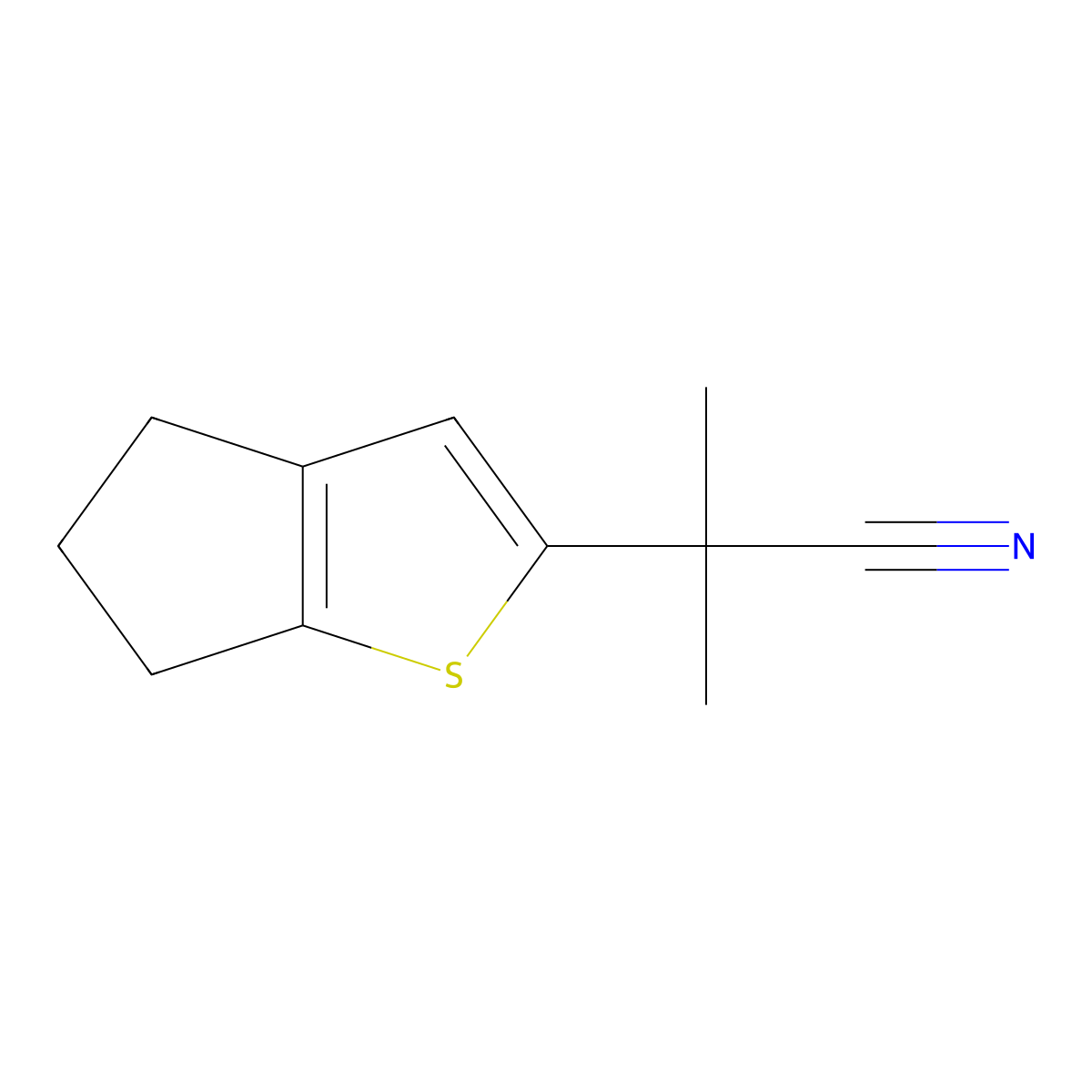 2-{4H,5H,6H-cyclopenta[b]thiophen-2-yl}-2-methylpropanenitrile molecular structure, CAS 2229569-96-2