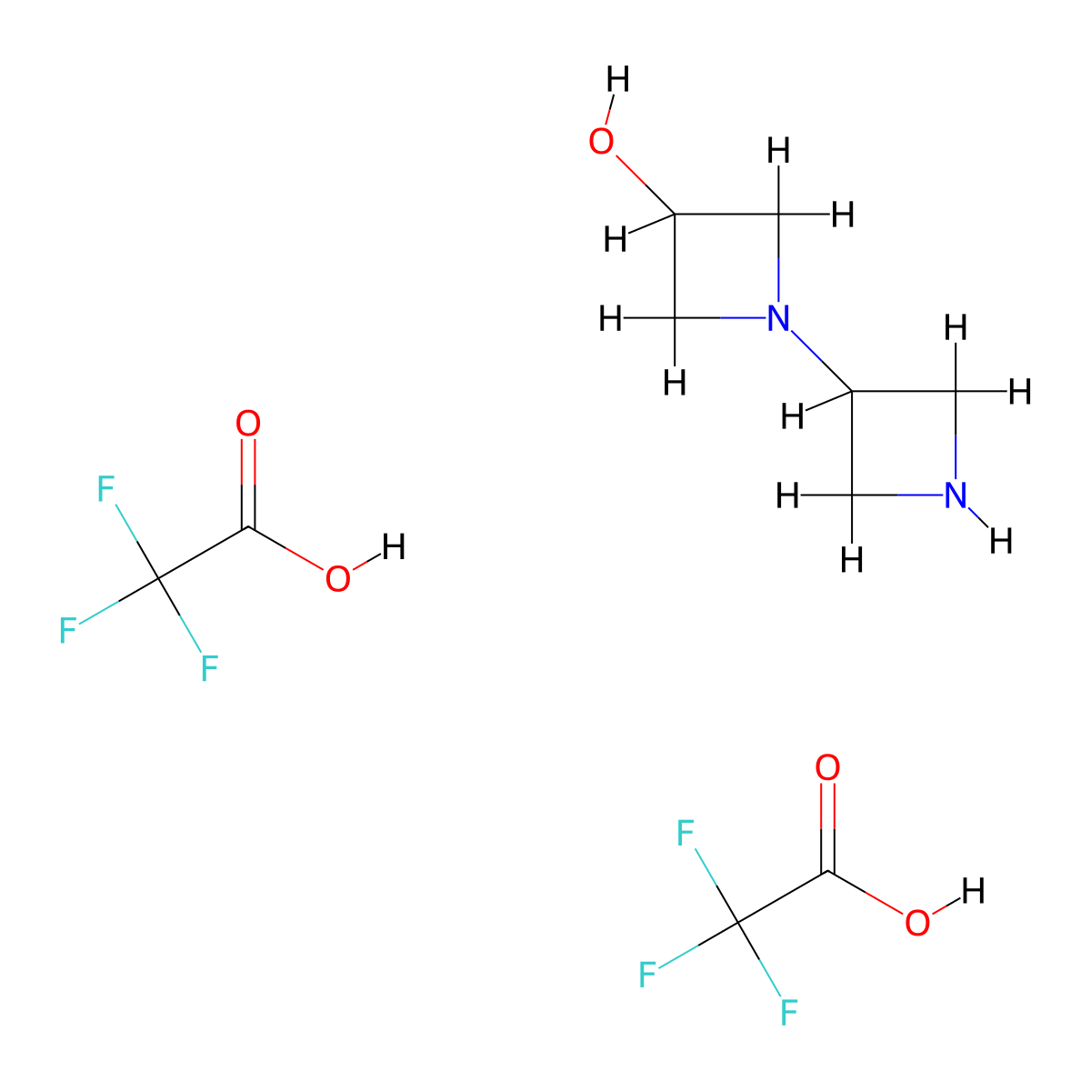 1-(Azetidin-3-yl)azetidin-3-ol; bis(trifluoroacetic acid) molecular structure, CAS 2229570-36-7