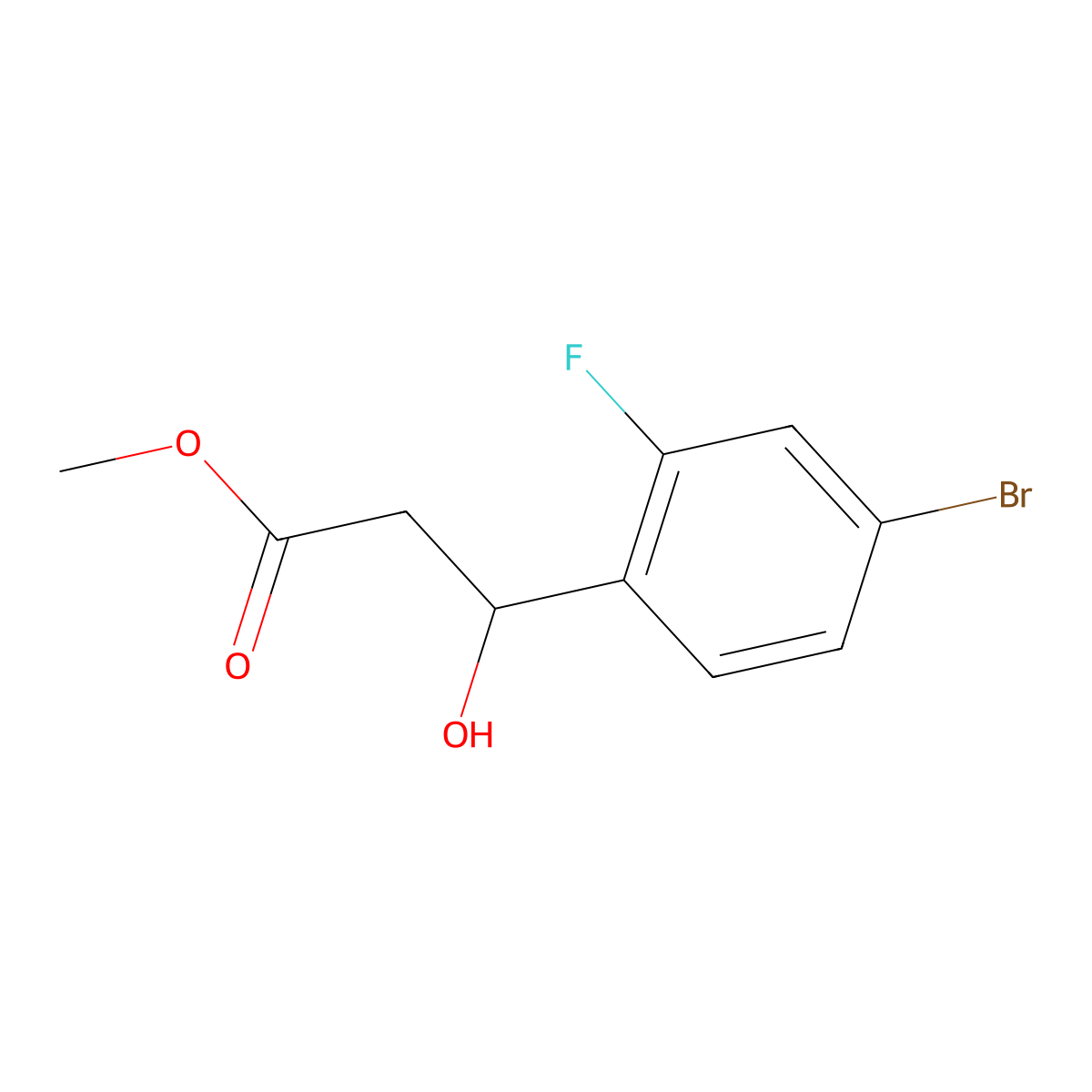 Methyl 3-(4-bromo-2-fluorophenyl)-3-hydroxypropanoate molecular structure, CAS 2229574-35-8