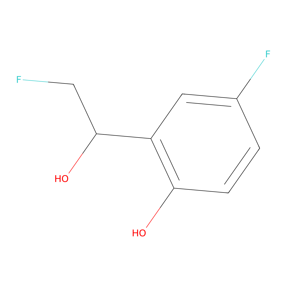 4-Fluoro-2-(2-fluoro-1-hydroxyethyl)phenol molecular structure, CAS 2229575-54-4