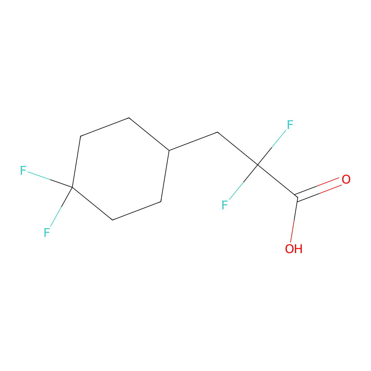 3-(4,4-Difluorocyclohexyl)-2,2-difluoropropanoic acid molecular structure, CAS 2229577-65-3