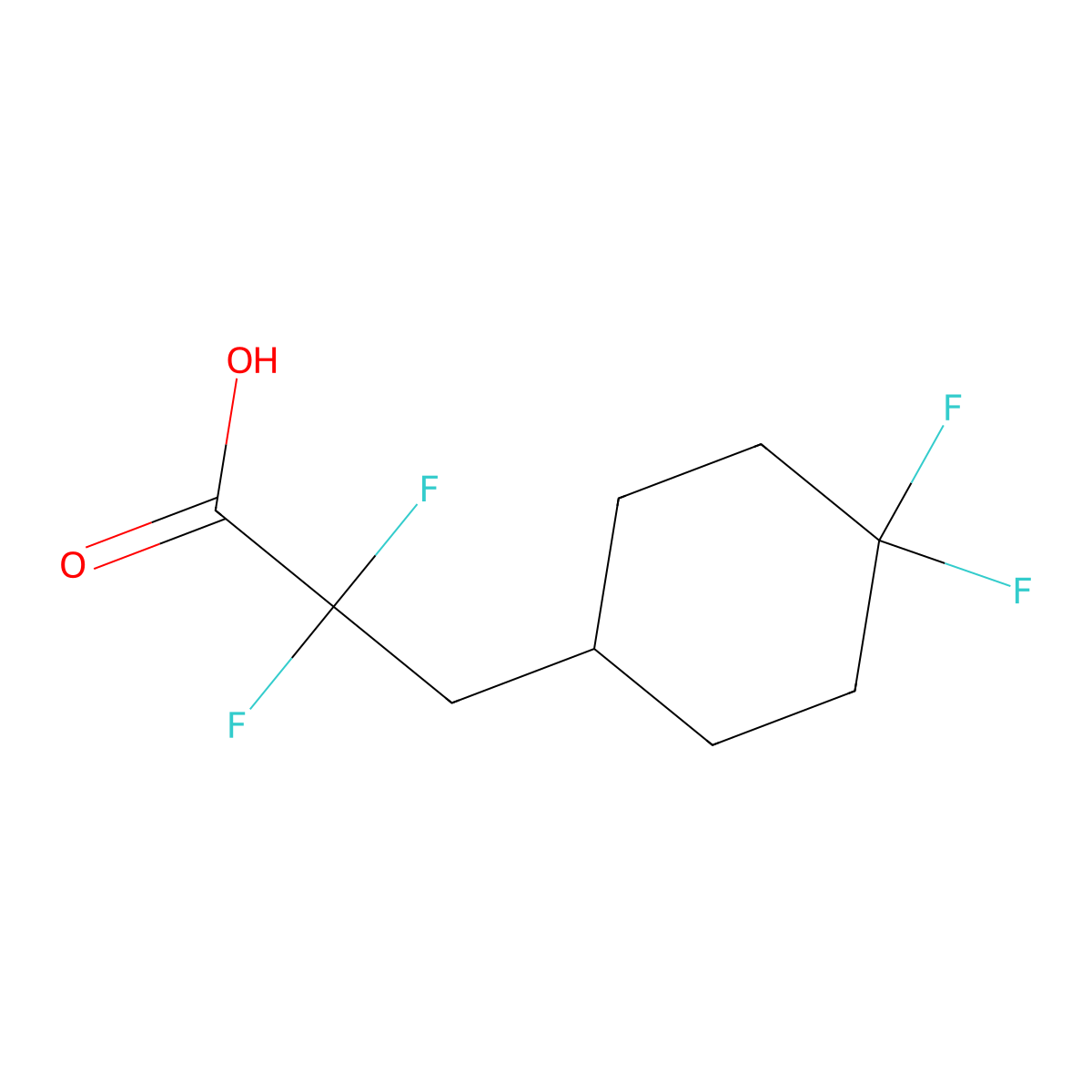 3-(4,4-Difluorocyclohexyl)-2,2-difluoropropanoic acid molecular structure, CAS 2229577-65-3