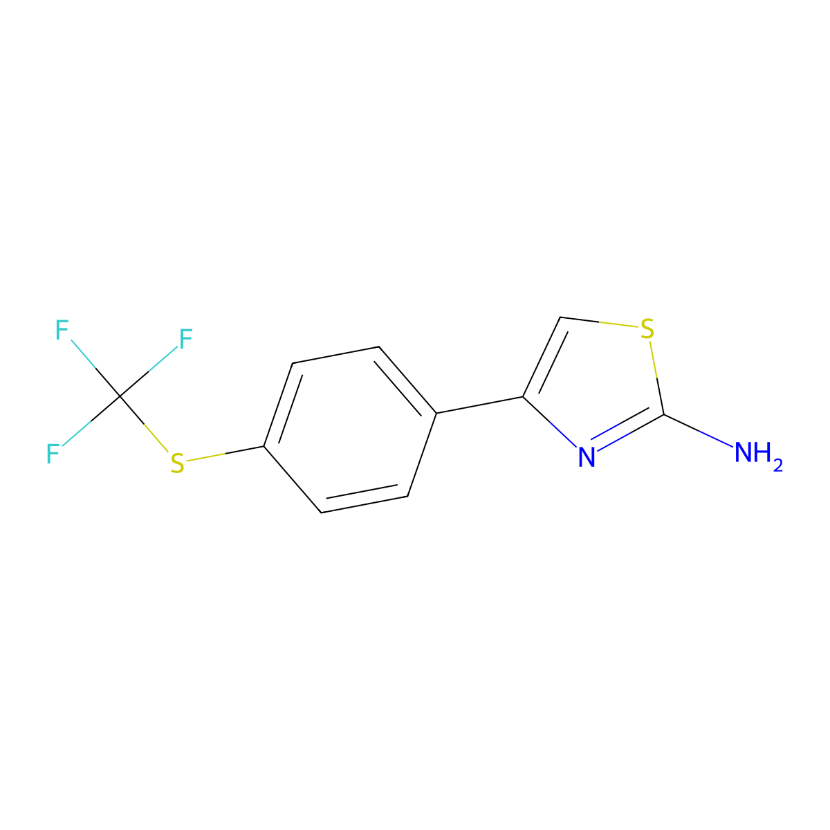 4-{4-[(Trifluoromethyl)sulfanyl]phenyl}-1,3-thiazol-2-amine molecular structure, CAS 2229579-97-7