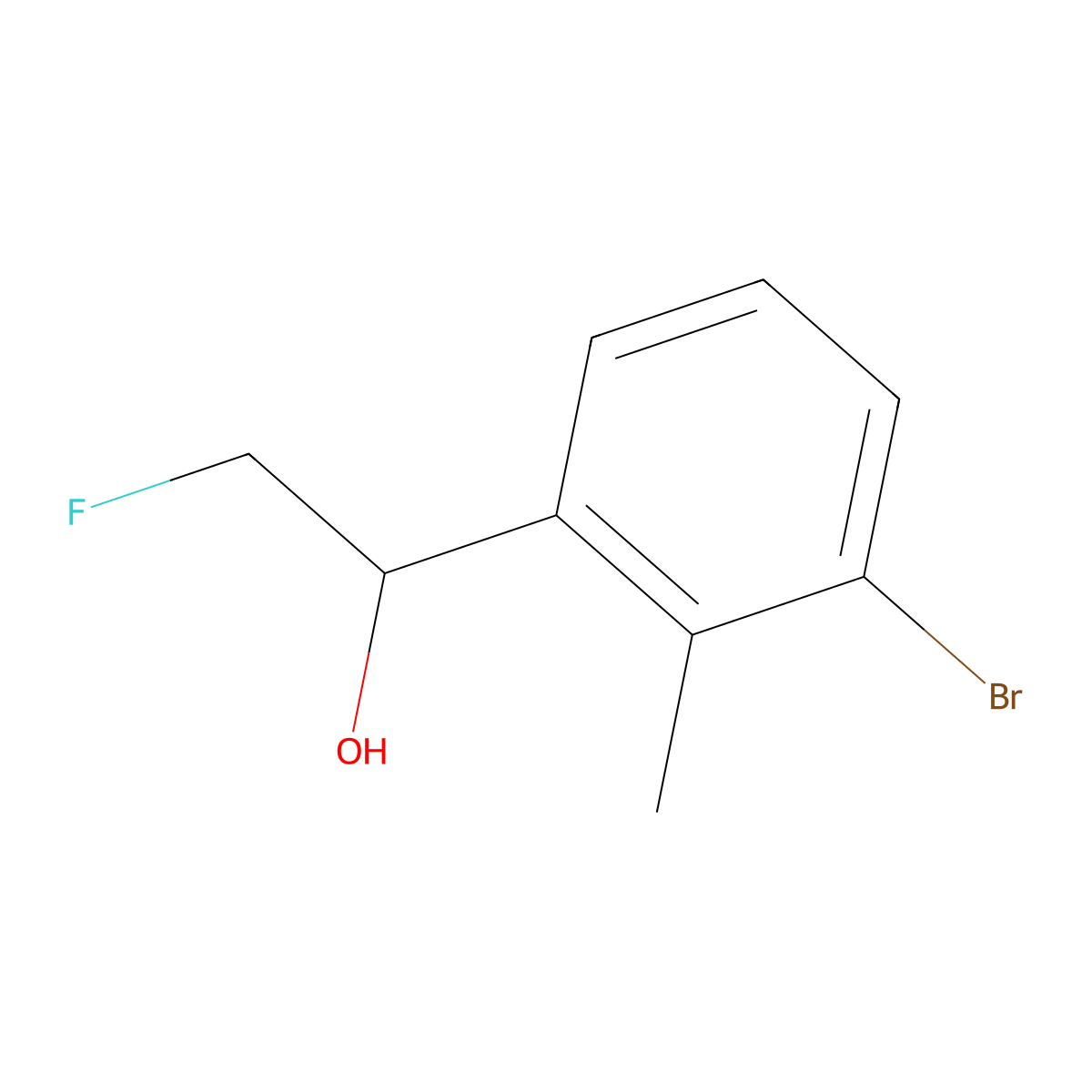 1-(3-Bromo-2-methylphenyl)-2-fluoroethan-1-ol molecular structure, CAS 2229585-21-9