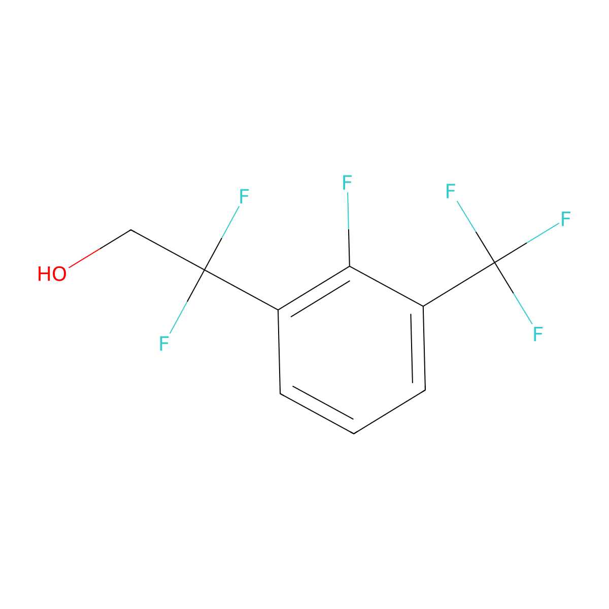 2,2-Difluoro-2-[2-fluoro-3-(trifluoromethyl)phenyl]ethan-1-ol molecular structure, CAS 2229587-52-2