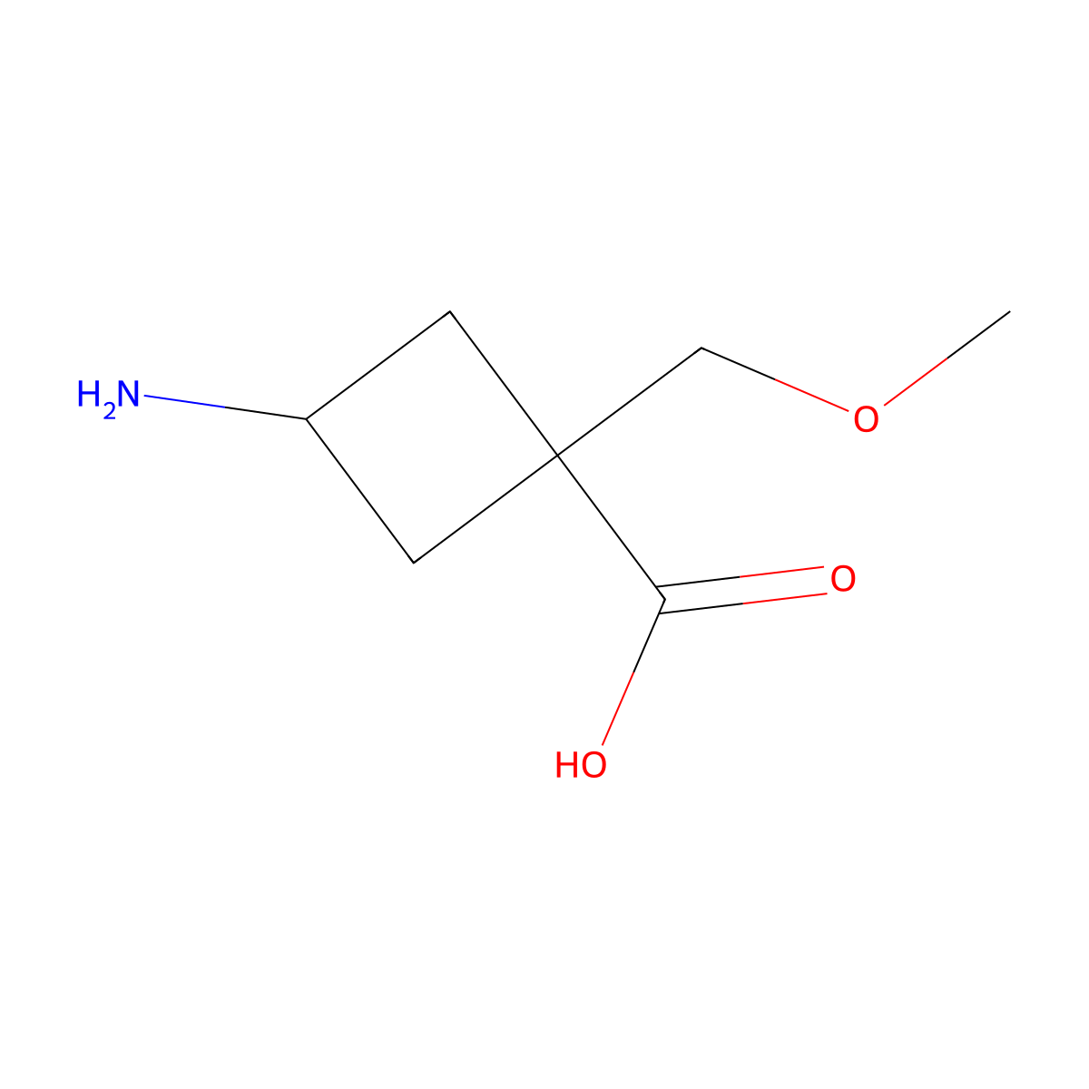 3-Amino-1-(methoxymethyl)cyclobutane-1-carboxylic acid molecular structure, CAS 2229588-29-6