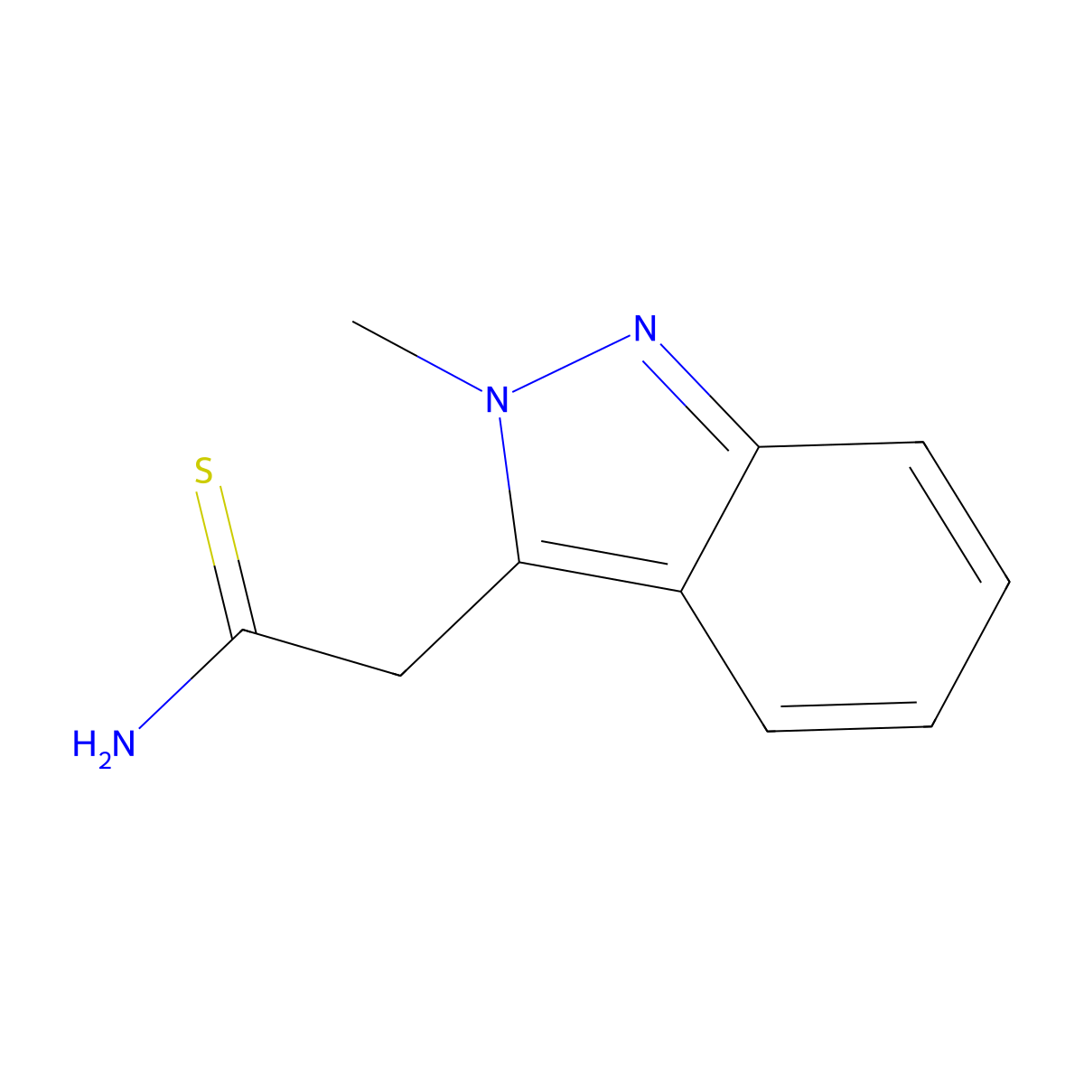 2-(2-methyl-2H-indazol-3-yl)ethanethioamide molecular structure, CAS 2229588-38-7