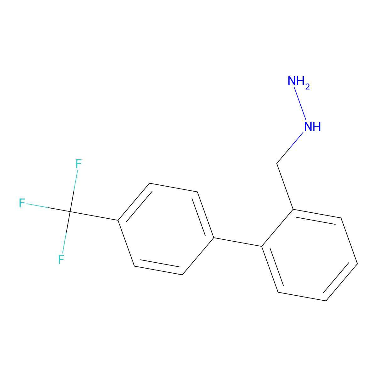({2-[4-(Trifluoromethyl)phenyl]phenyl}methyl)hydrazine molecular structure, CAS 2229589-48-2