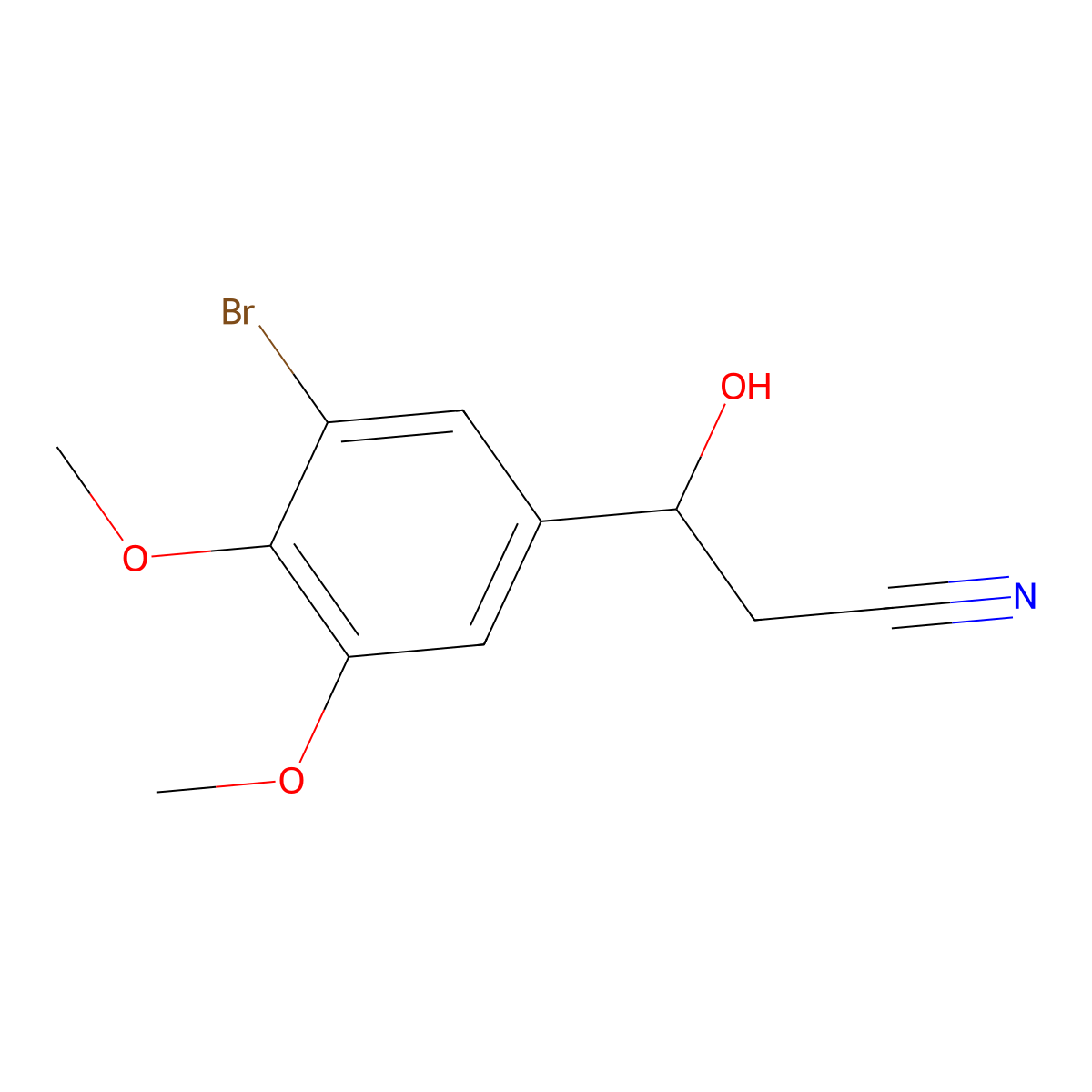 3-(3-Bromo-4,5-dimethoxyphenyl)-3-hydroxypropanenitrile molecular structure, CAS 2229590-73-0