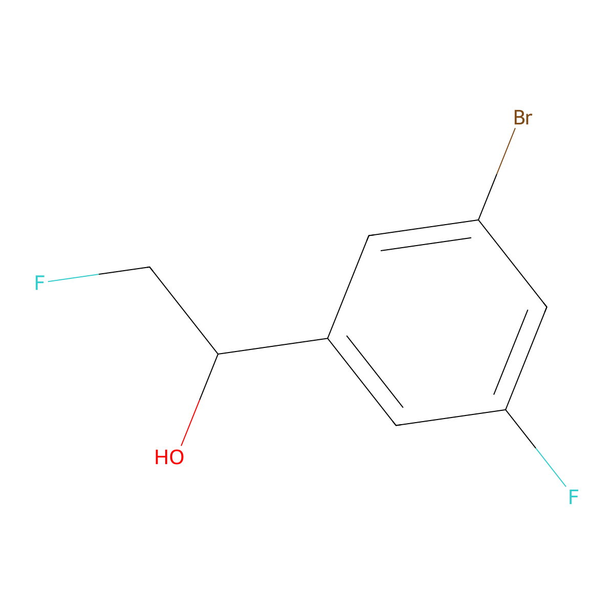 1-(3-Bromo-5-fluorophenyl)-2-fluoroethan-1-ol molecular structure, CAS 2229591-06-2