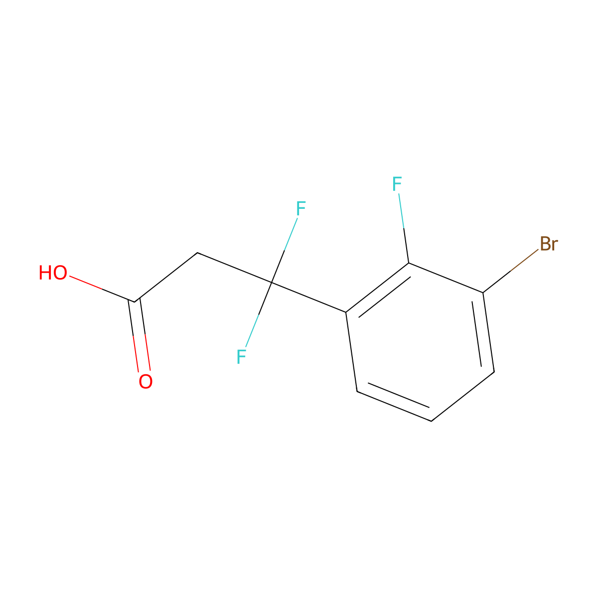 3-(3-Bromo-2-fluorophenyl)-3,3-difluoropropanoic acid molecular structure, CAS 2229592-38-3