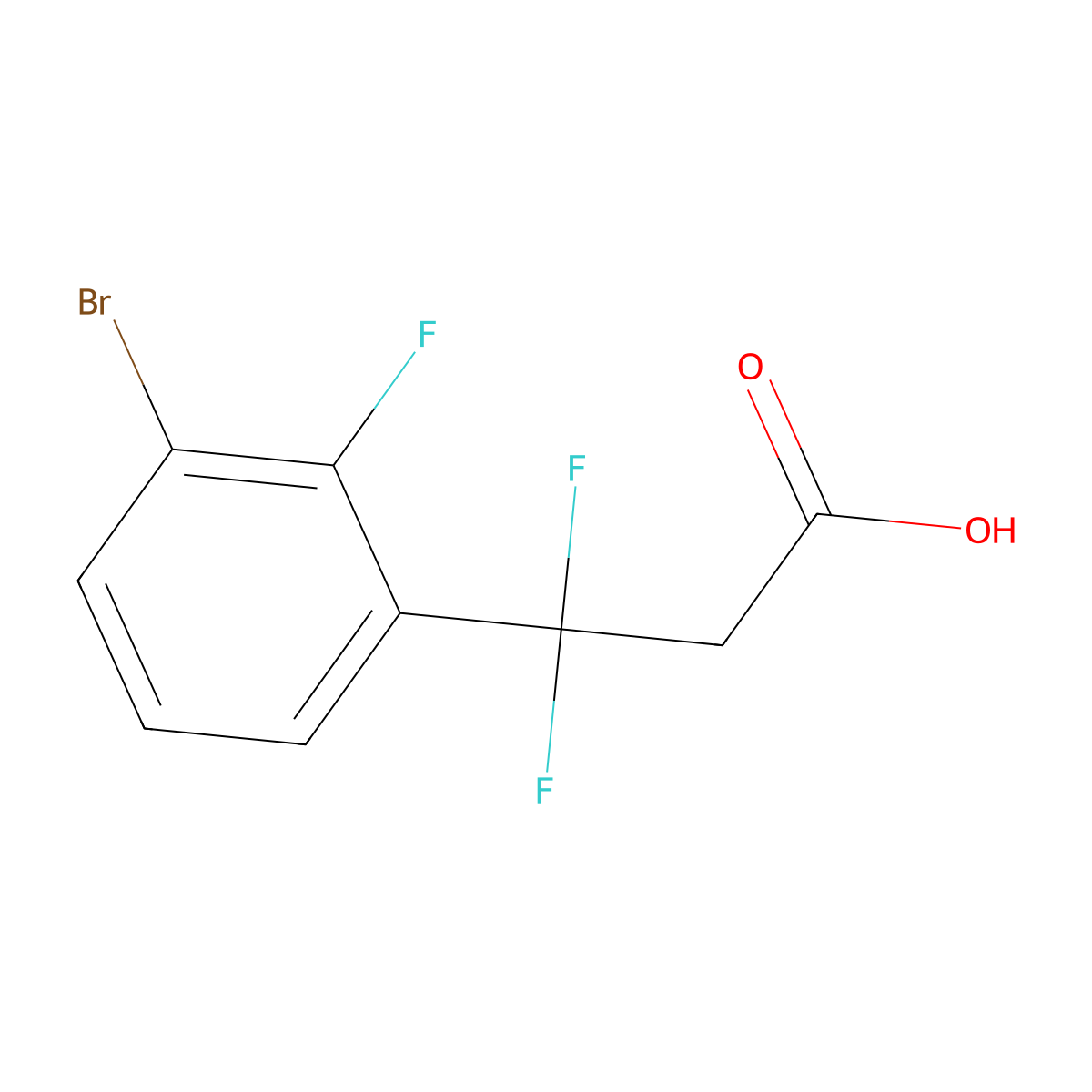 3-(3-Bromo-2-fluorophenyl)-3,3-difluoropropanoic acid molecular structure, CAS 2229592-38-3