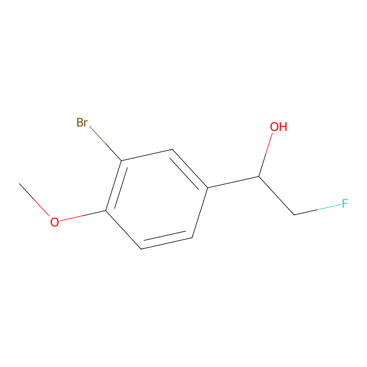 1-(3-Bromo-4-methoxyphenyl)-2-fluoroethan-1-ol molecular structure, CAS 2229593-97-7