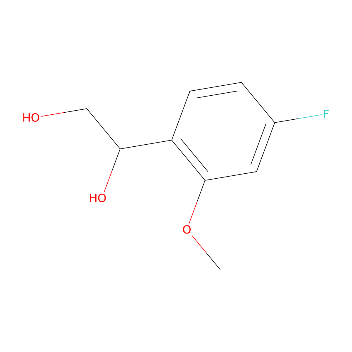 1-(4-Fluoro-2-methoxyphenyl)ethane-1,2-diol molecular structure, CAS 2229594-11-8