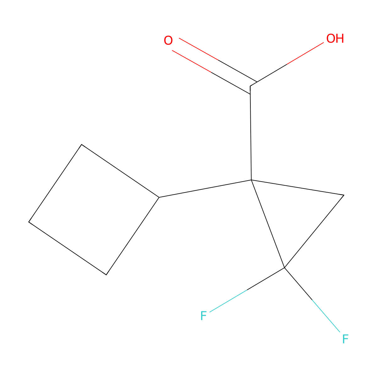 1-Cyclobutyl-2,2-difluorocyclopropane-1-carboxylic acid molecular structure, CAS 2229595-48-4
