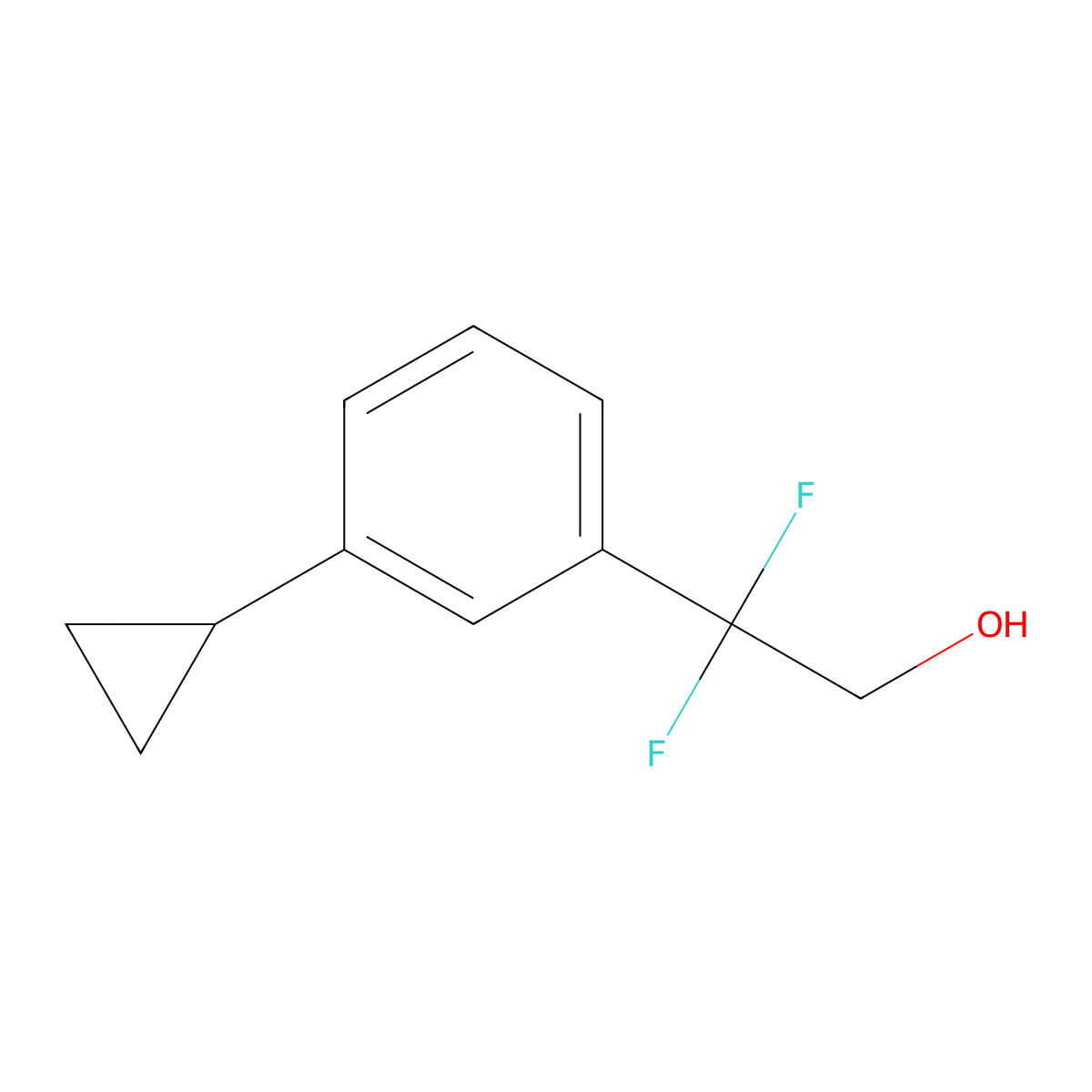 2-(3-Cyclopropylphenyl)-2,2-difluoroethan-1-ol molecular structure, CAS 2229597-08-2