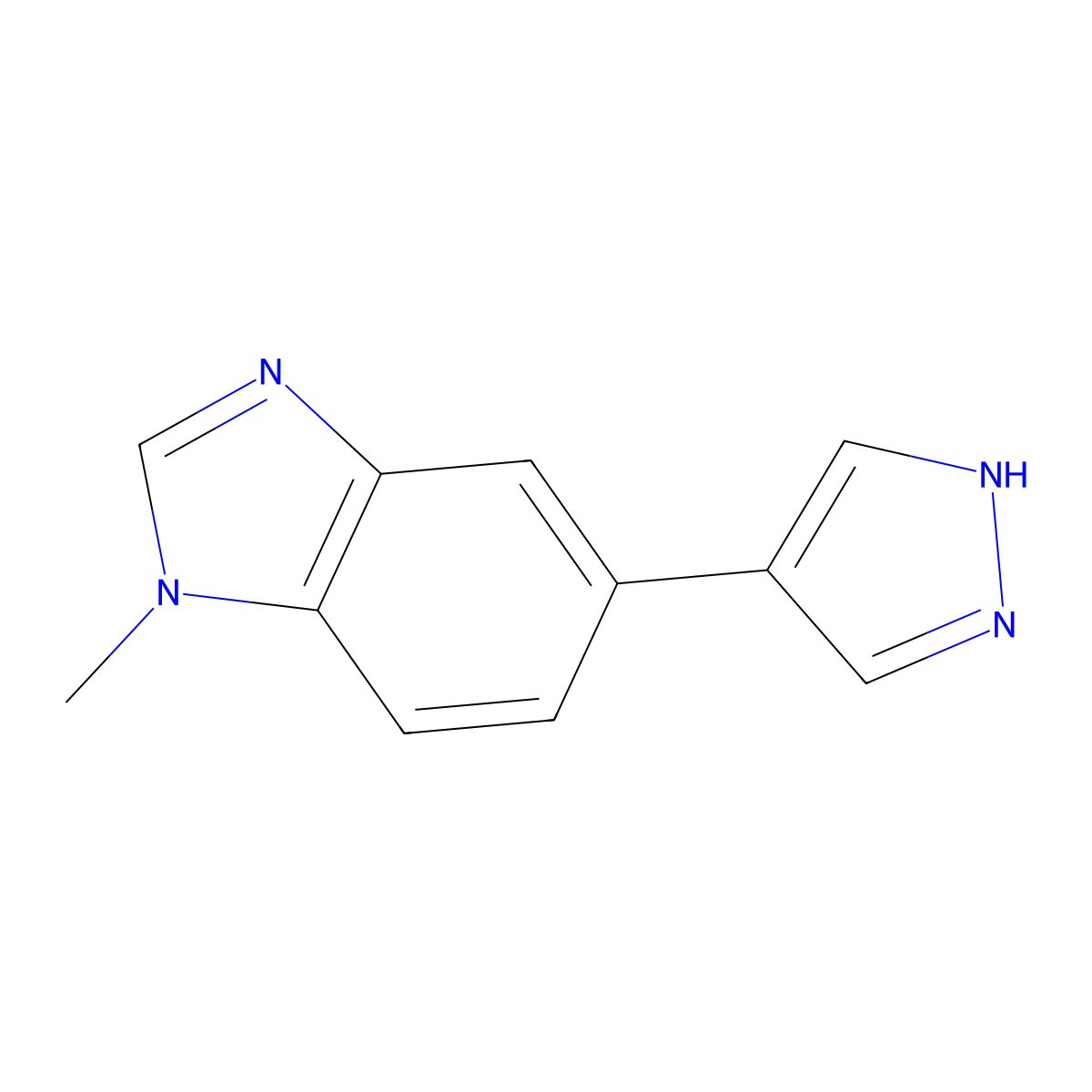 1-methyl-5-(1H-pyrazol-4-yl)-1H-1,3-benzodiazole molecular structure, CAS 2229597-24-2