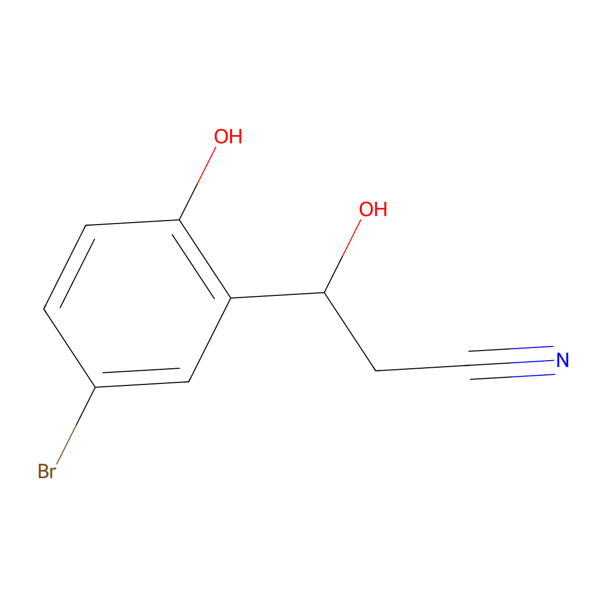 3-(5-Bromo-2-hydroxyphenyl)-3-hydroxypropanenitrile molecular structure, CAS 2229597-54-8