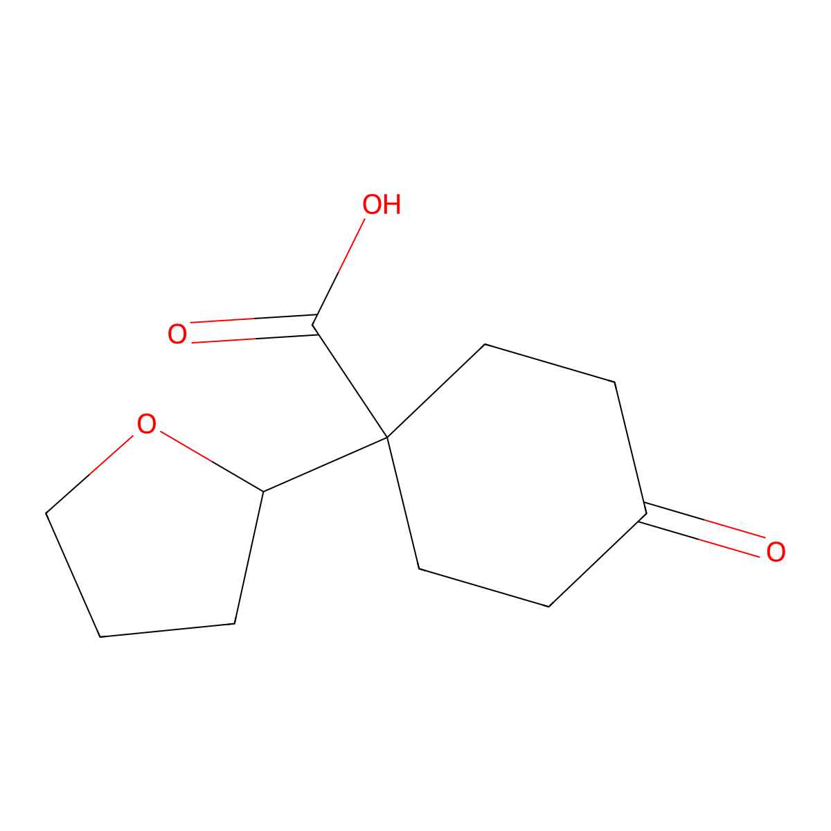 4-Oxo-1-(oxolan-2-yl)cyclohexane-1-carboxylicacid molecular structure, CAS 2229598-96-1