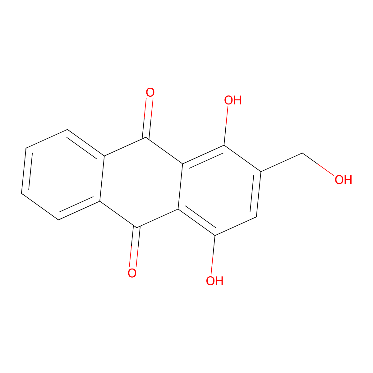 1,4-Dihydroxy-2-(hydroxymethyl)anthracene-9,10-dione molecular structure, CAS 22296-59-9