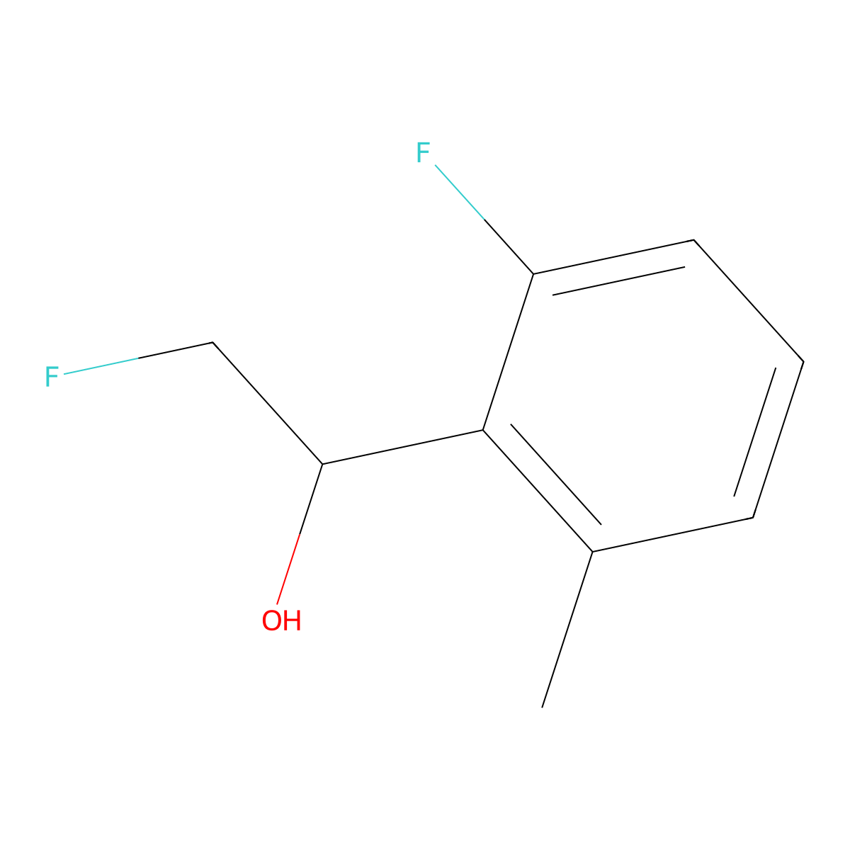 2-Fluoro-1-(2-fluoro-6-methylphenyl)ethan-1-ol molecular structure, CAS 2229600-25-1