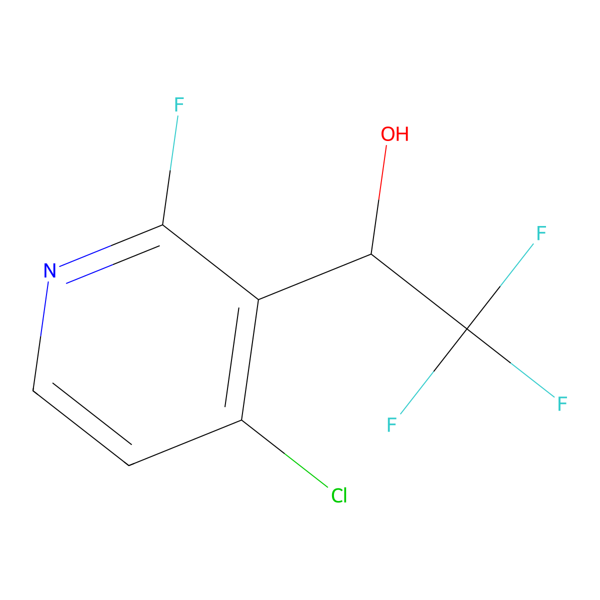 1-(4-Chloro-2-fluoropyridin-3-yl)-2,2,2-trifluoroethan-1-ol molecular structure, CAS 2229601-55-0
