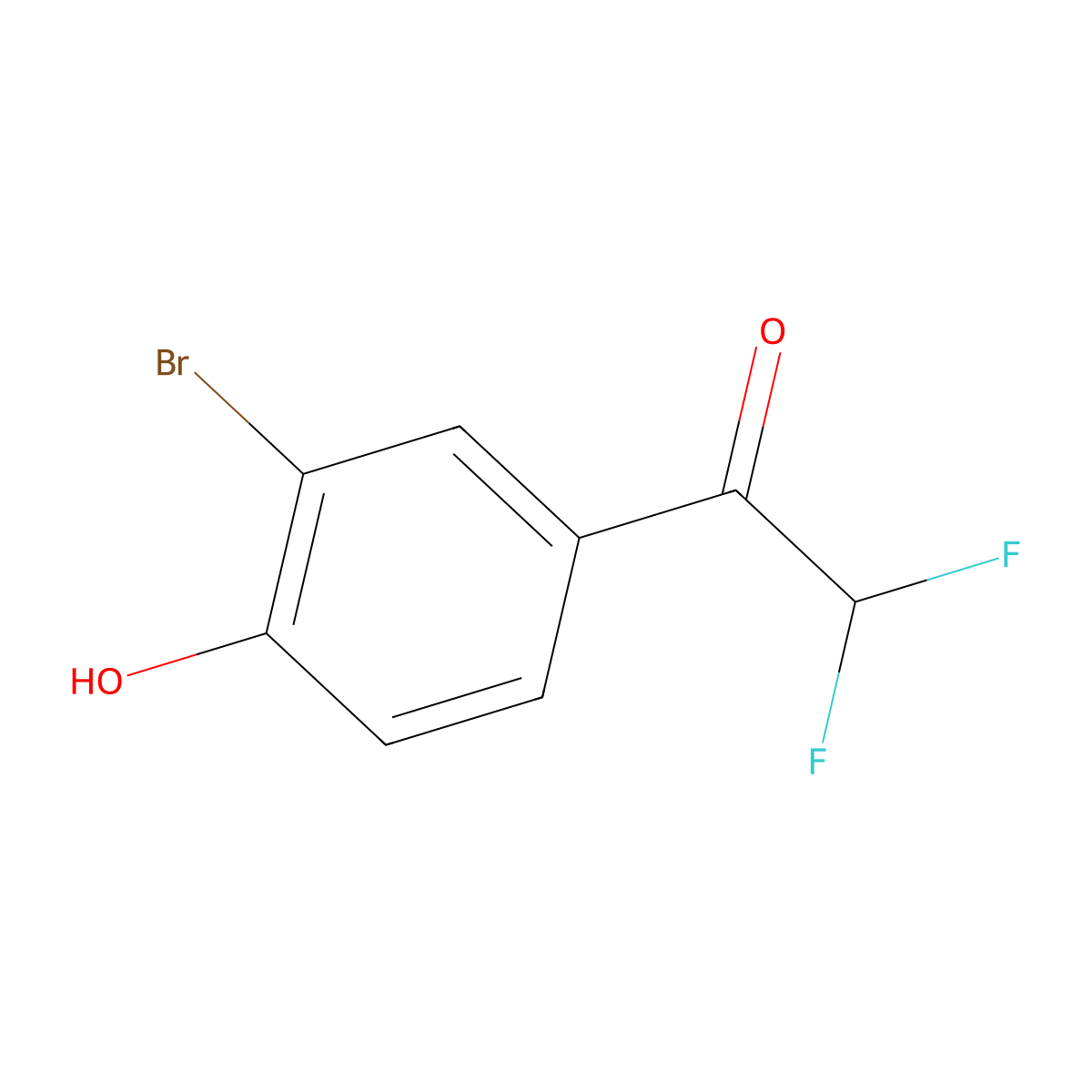 1-(3-Bromo-4-hydroxyphenyl)-2,2-difluoroethan-1-one molecular structure, CAS 2229601-59-4