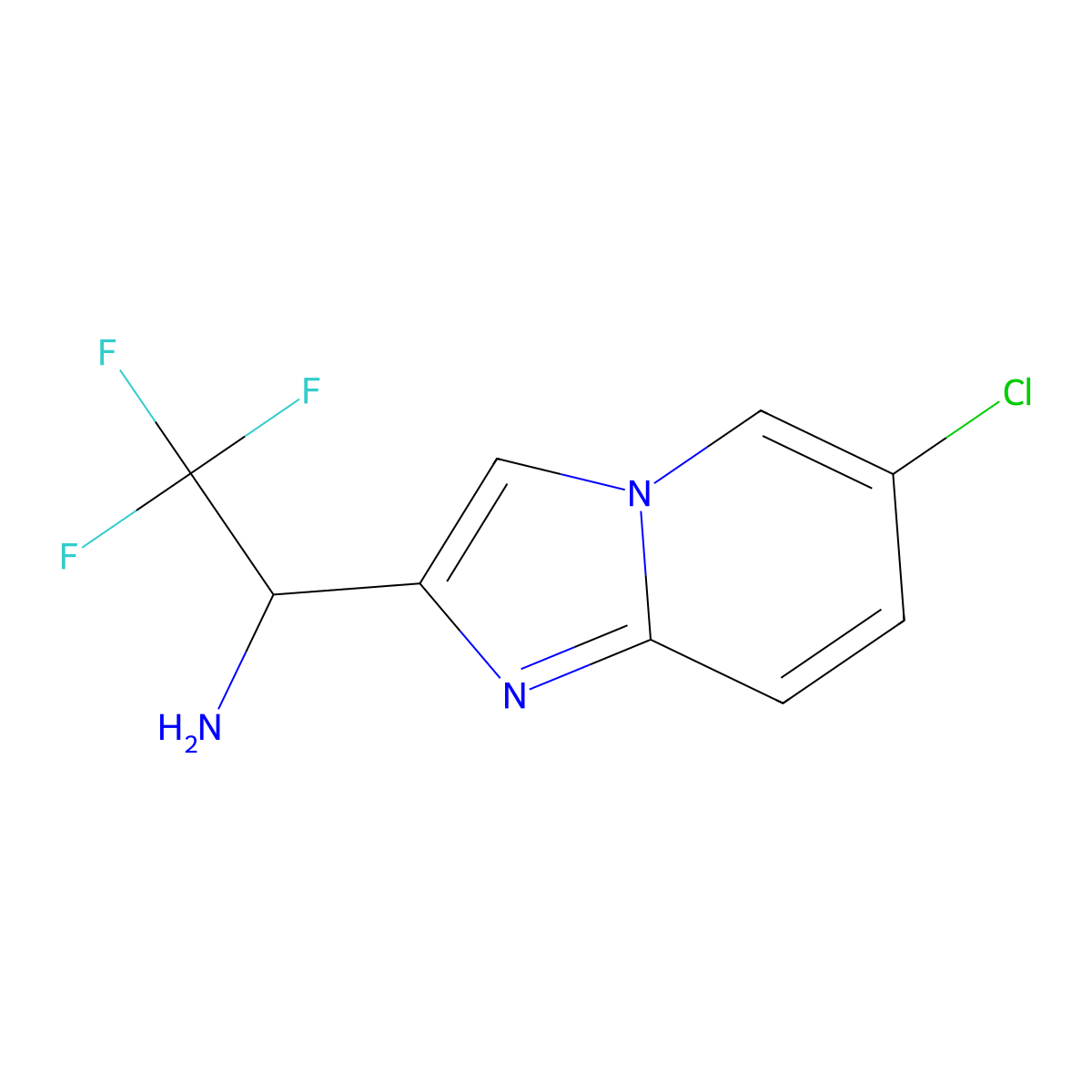 1-{6-Chloroimidazo[1,2-a]pyridin-2-yl}-2,2,2-trifluoroethan-1-amine molecular structure, CAS 2229605-52-9