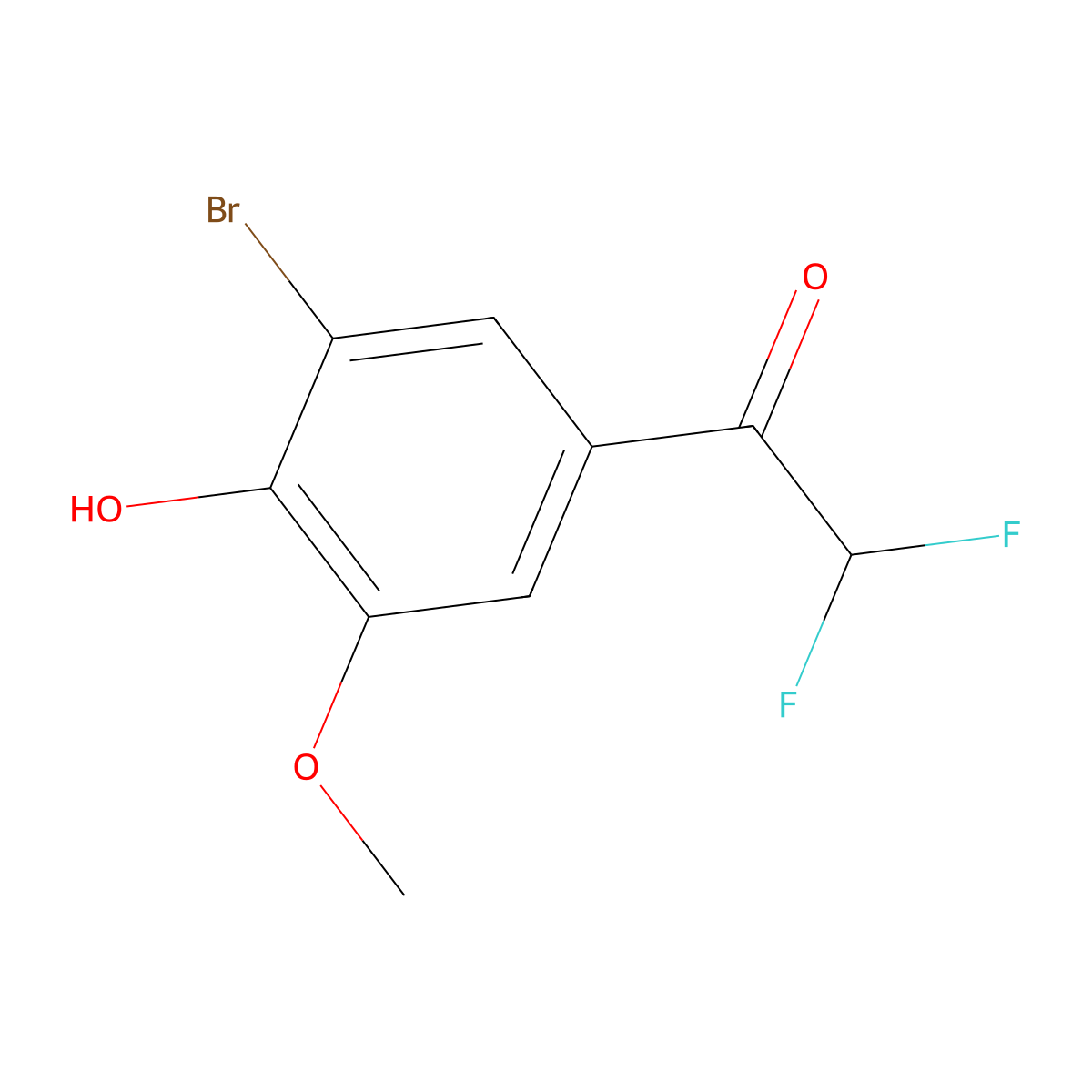 1-(3-Bromo-4-hydroxy-5-methoxyphenyl)-2,2-difluoroethan-1-one molecular structure, CAS 2229606-69-1