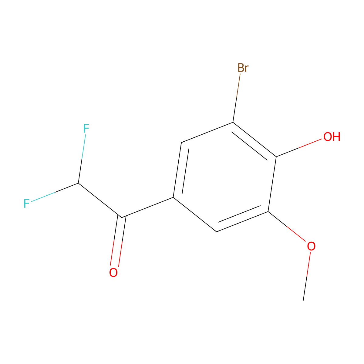 1-(3-Bromo-4-hydroxy-5-methoxyphenyl)-2,2-difluoroethan-1-one molecular structure, CAS 2229606-69-1