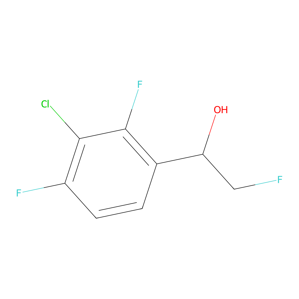 1-(3-Chloro-2,4-difluorophenyl)-2-fluoroethan-1-ol molecular structure, CAS 2229606-82-8
