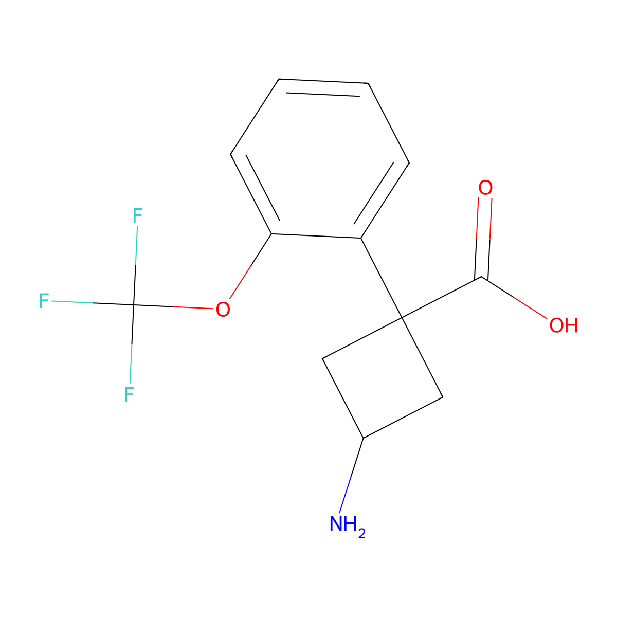 3-Amino-1-[2-(trifluoromethoxy)phenyl]cyclobutane-1-carboxylic acid molecular structure, CAS 2229608-32-4