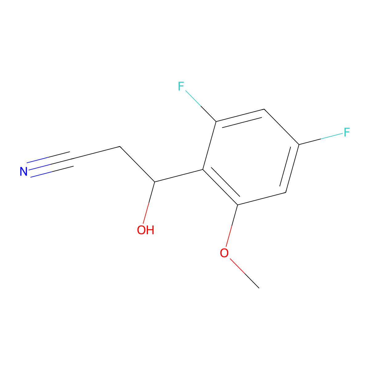 3-(2,4-Difluoro-6-methoxyphenyl)-3-hydroxypropanenitrile molecular structure, CAS 2229608-60-8