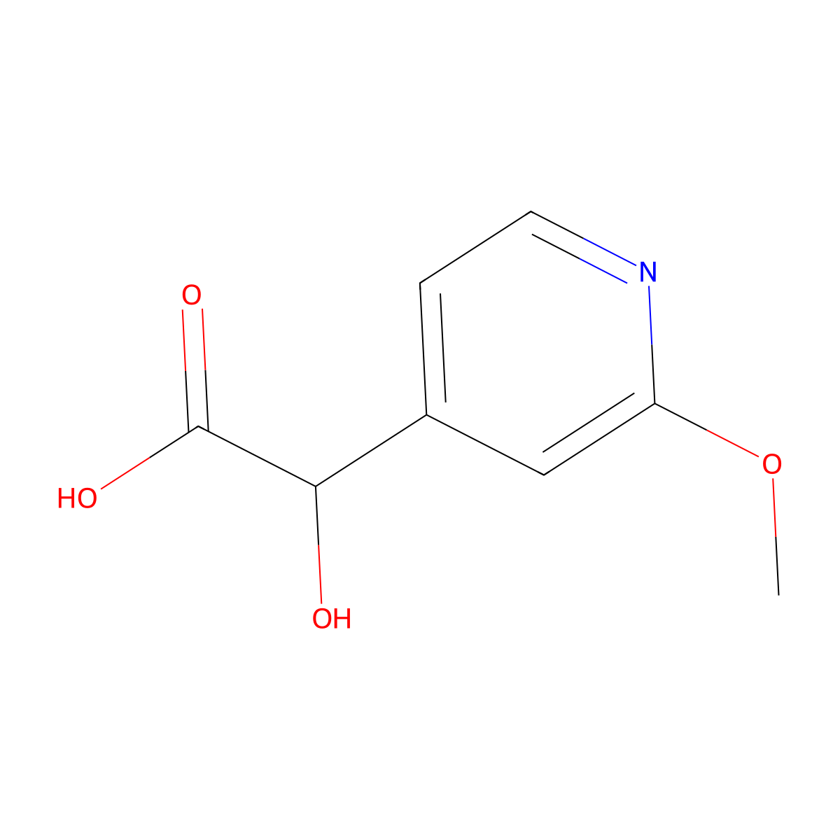 2-Hydroxy-2-(2-methoxypyridin-4-yl)acetic acid molecular structure, CAS 2229609-27-0