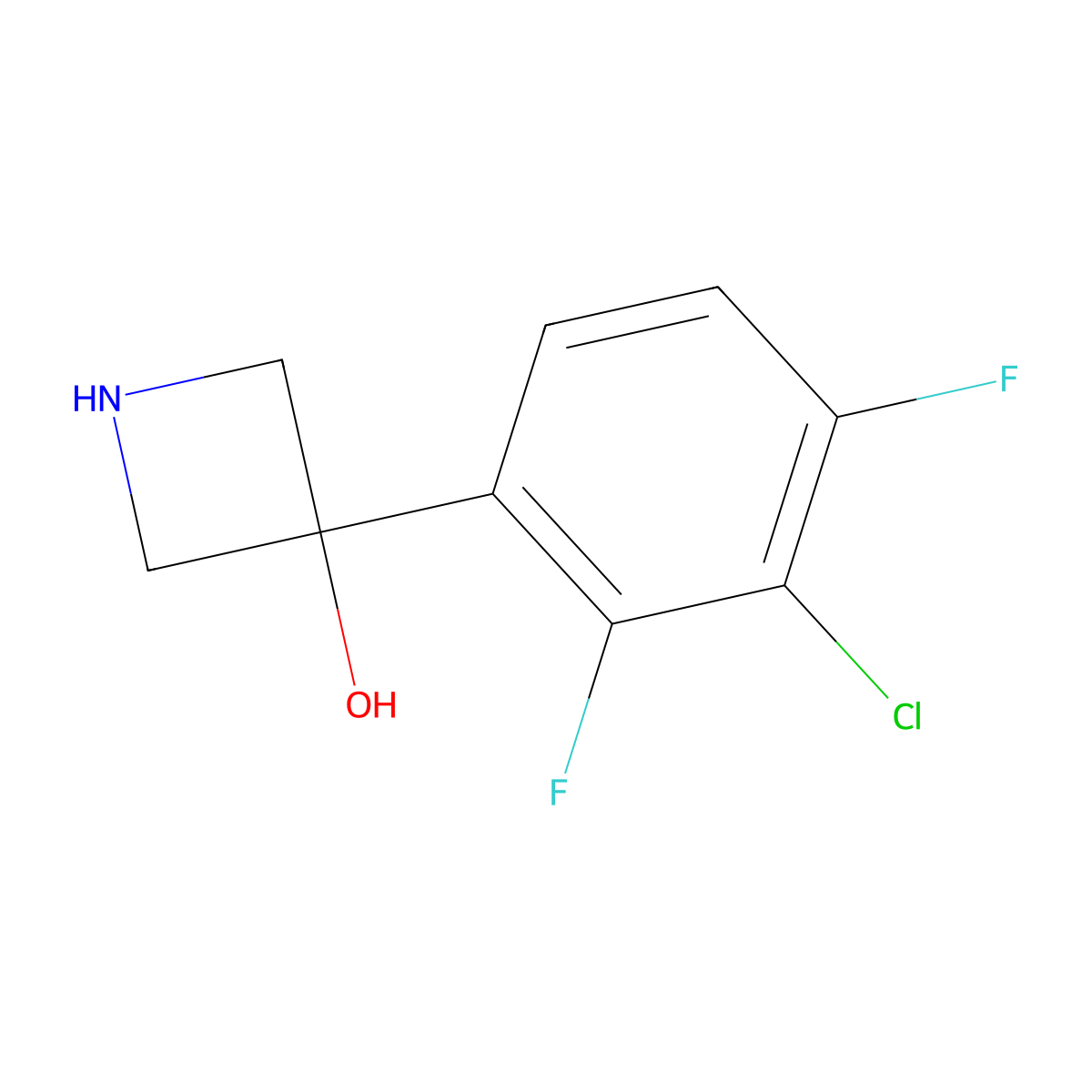 3-(3-Chloro-2,4-difluorophenyl)azetidin-3-ol molecular structure, CAS 2229612-21-7