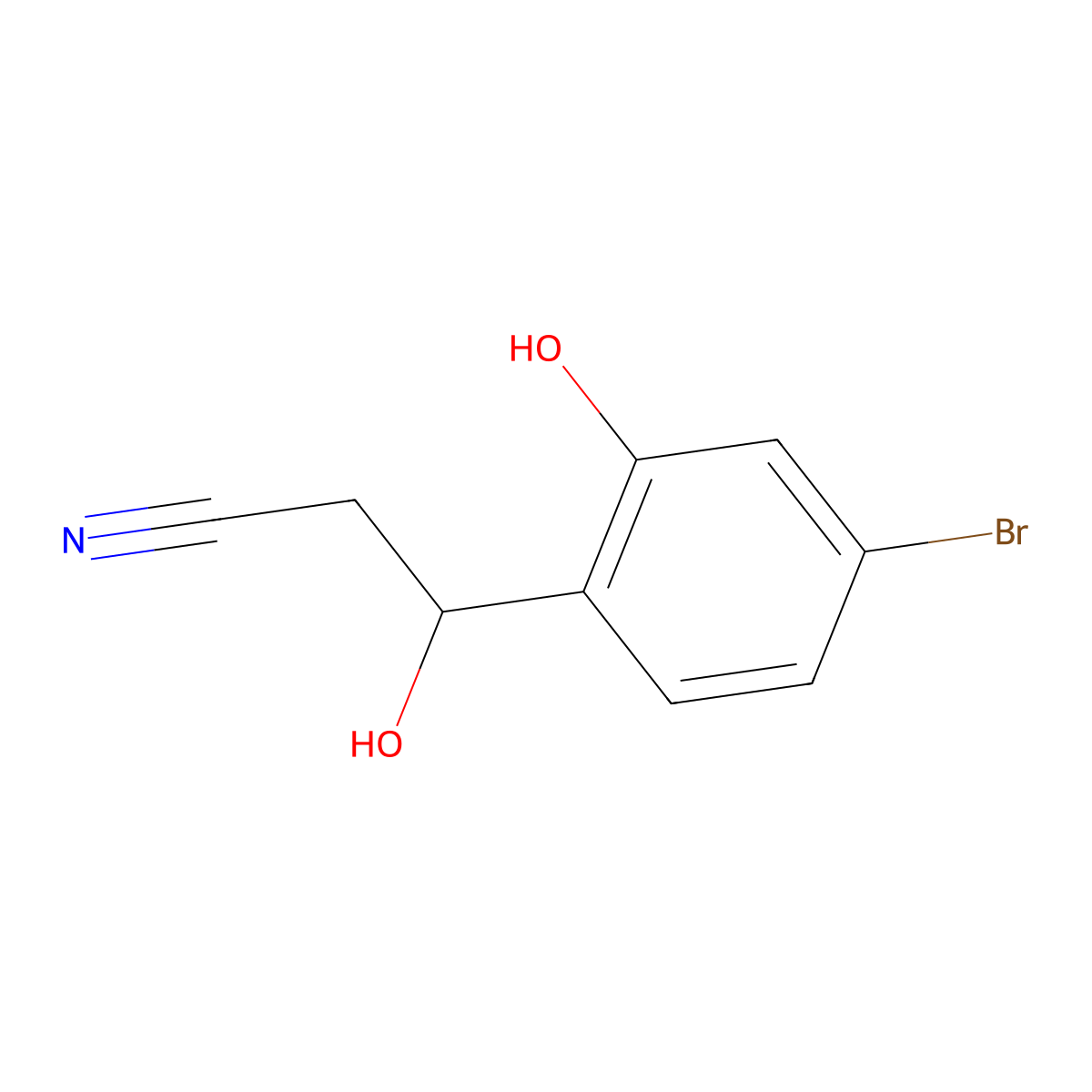 3-(4-Bromo-2-hydroxyphenyl)-3-hydroxypropanenitrile molecular structure, CAS 2229613-76-5