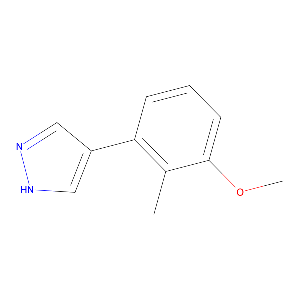 4-(3-methoxy-2-methylphenyl)-1H-pyrazole molecular structure, CAS 2229617-02-9