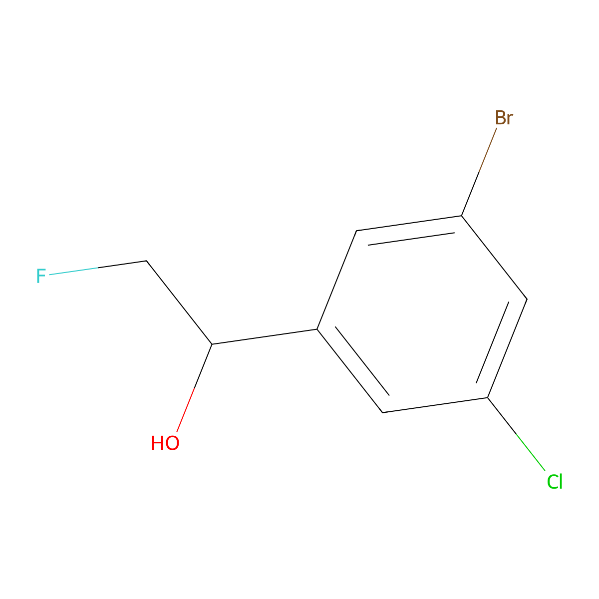 1-(3-Bromo-5-chlorophenyl)-2-fluoroethan-1-ol molecular structure, CAS 2229619-57-0
