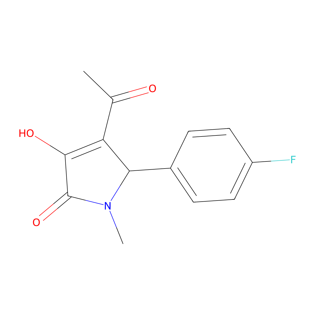 3-acetyl-2-(4-fluorophenyl)-4-hydroxy-1-methyl-2H-pyrrol-5-one molecular structure, CAS 222962-12-1