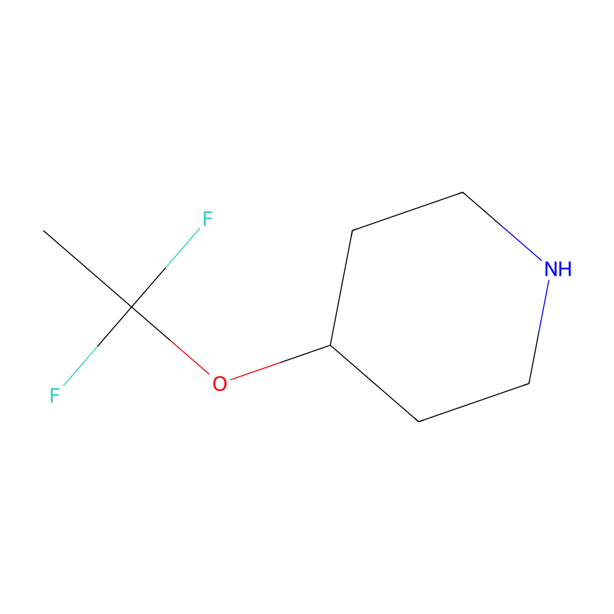 4-(1,1-Difluoroethoxy)piperidine molecular structure, CAS 2229622-50-6