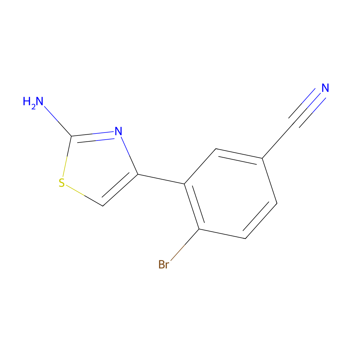 3-(2-Amino-1,3-thiazol-4-yl)-4-bromobenzonitrile molecular structure, CAS 2229623-80-5
