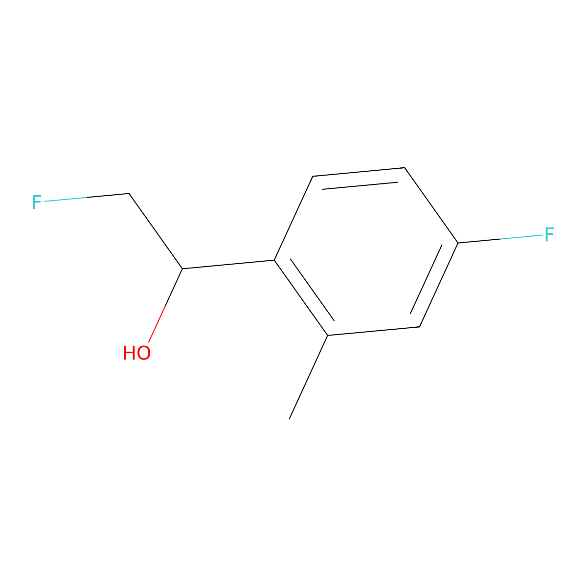 2-Fluoro-1-(4-fluoro-2-methylphenyl)ethan-1-ol molecular structure, CAS 2229624-27-3